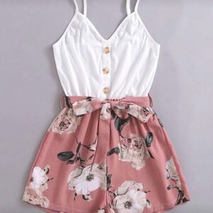 Floral Pink and White Romper